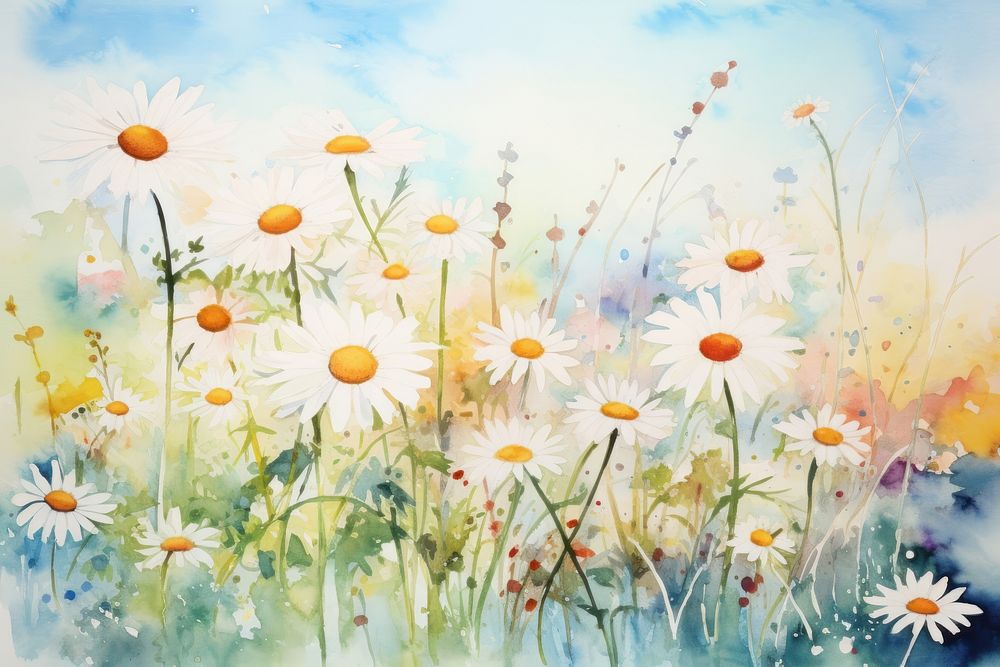 Daisy outdoors painting flower. AI generated Image by rawpixel.