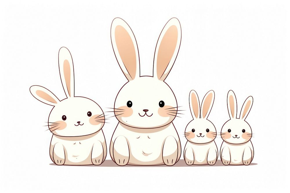 Rabbits family outline cartoon animal. AI generated Image by rawpixel.