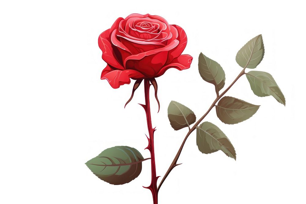 Redrose flower plant white background. AI generated Image by rawpixel.