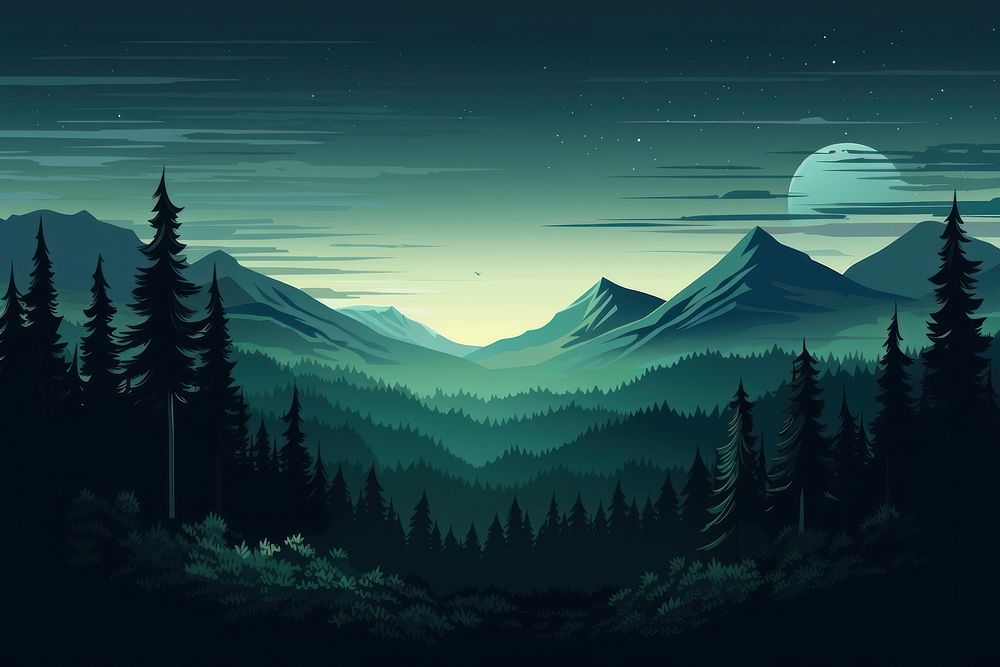 Layer forest mountain vector landscape outdoors nature. AI generated Image by rawpixel.