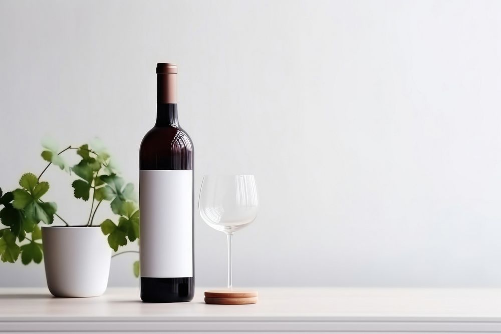 Bottle table drink wine. AI generated Image by rawpixel.