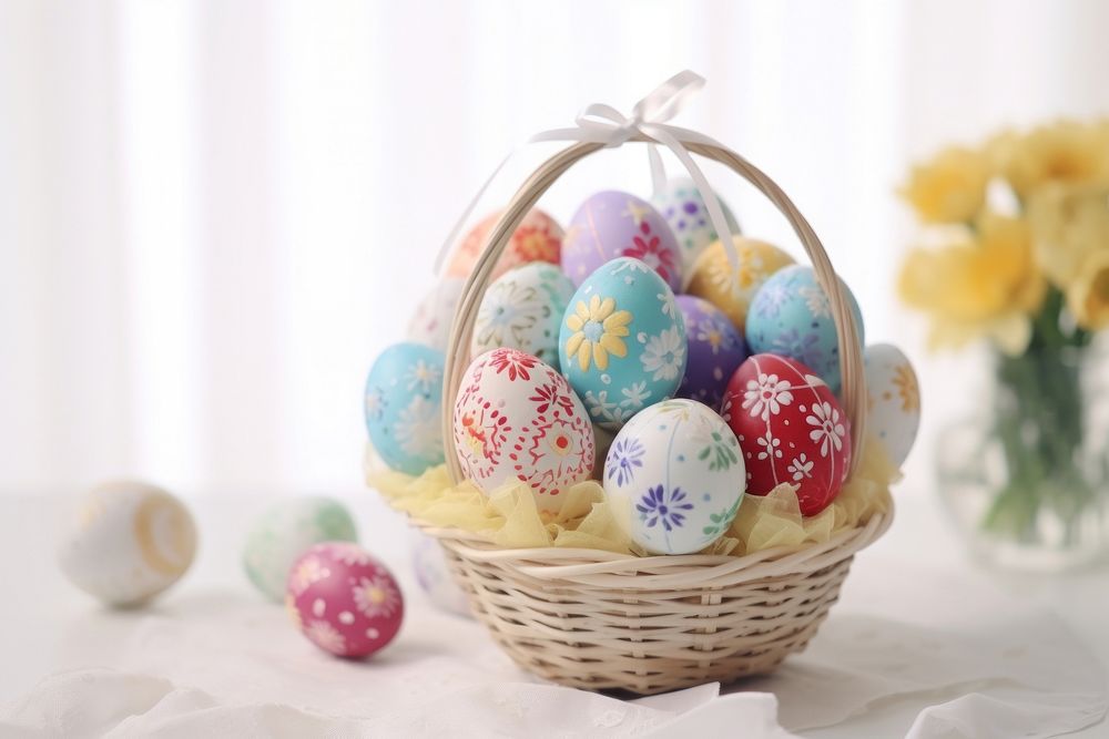 Easter egg in basket food celebration decoration. AI generated Image by rawpixel.