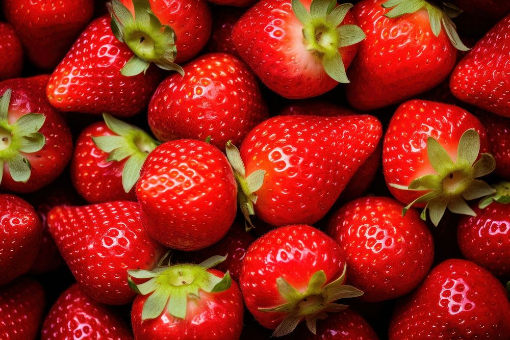 Strawberrys full frame fruit plant food. AI generated Image by rawpixel.