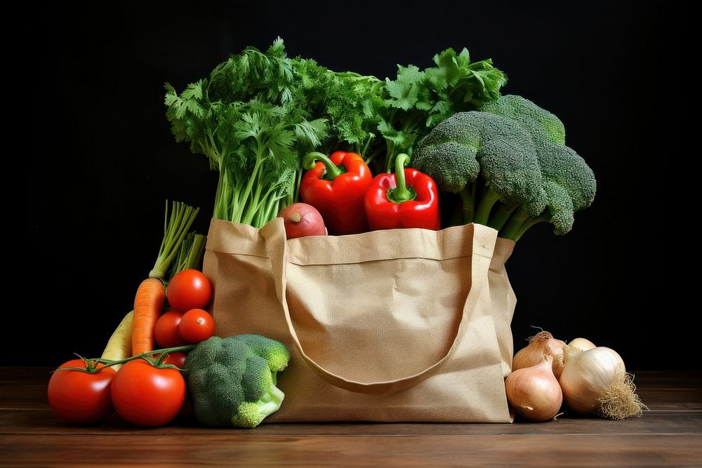 Vegetable grocery in paper shopping bag food cauliflower ingredient. AI generated Image by rawpixel.
