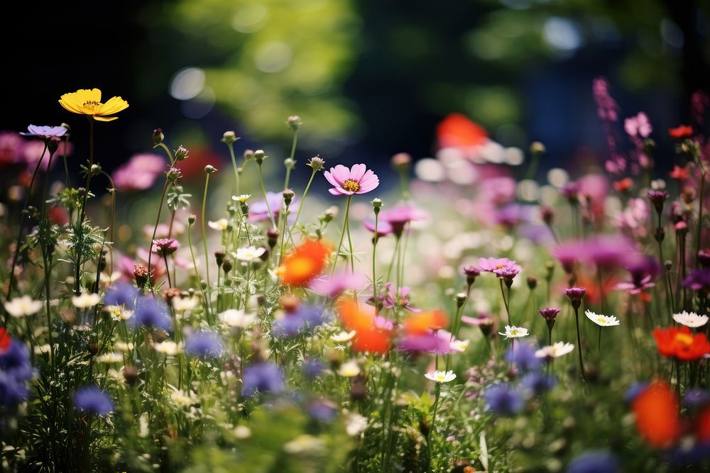 Wild flower garden outdoors blossom nature. AI generated Image by rawpixel.