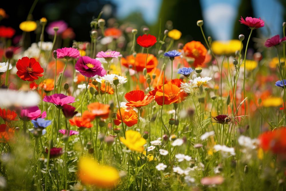 Wildflowers for summer gardens grassland outdoors blossom. AI generated Image by rawpixel.