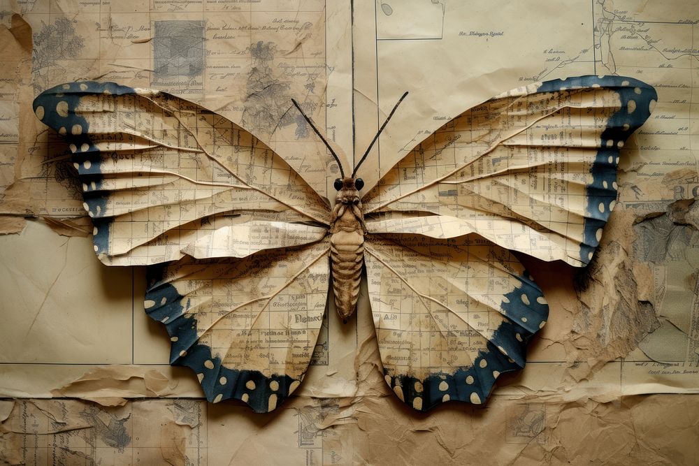 Butter fly shape with bookpaper in side pattern butterfly insect animal. AI generated Image by rawpixel.