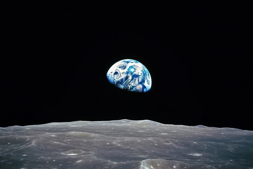 Earth view on moon astronomy outdoors planet. AI generated Image by rawpixel.