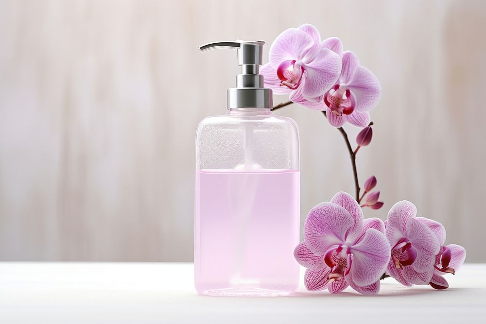 Bottle perfume flower orchid. AI generated Image by rawpixel.