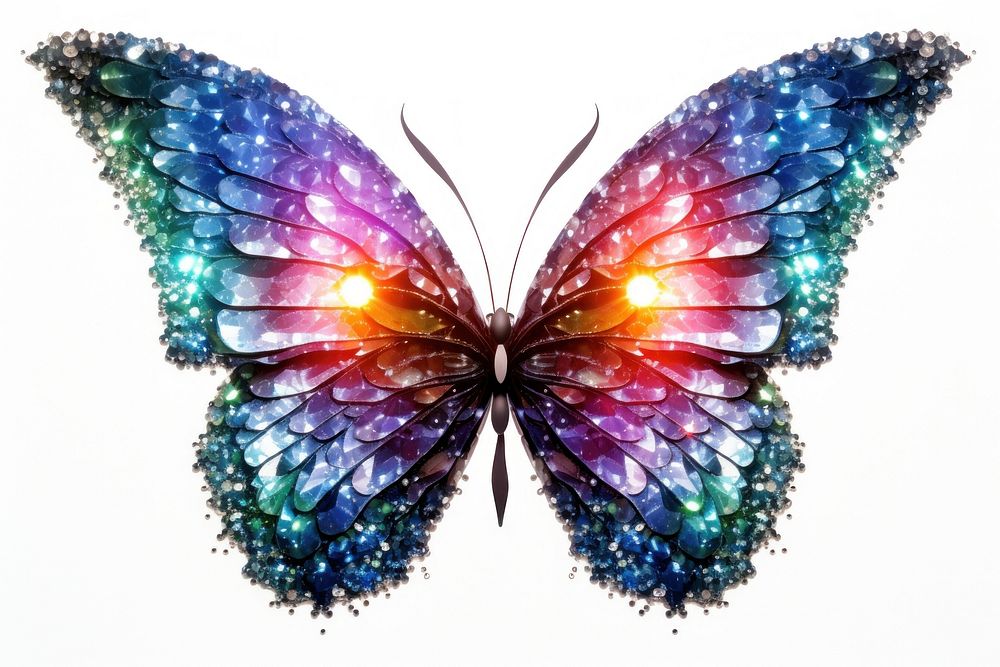 Glitter butterfly shape insect animal invertebrate. AI generated Image by rawpixel.