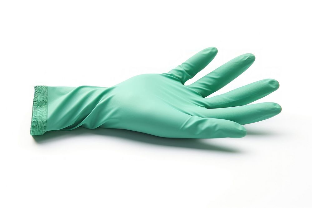 Photo isolated green medical glove white background protection. AI generated Image by rawpixel.