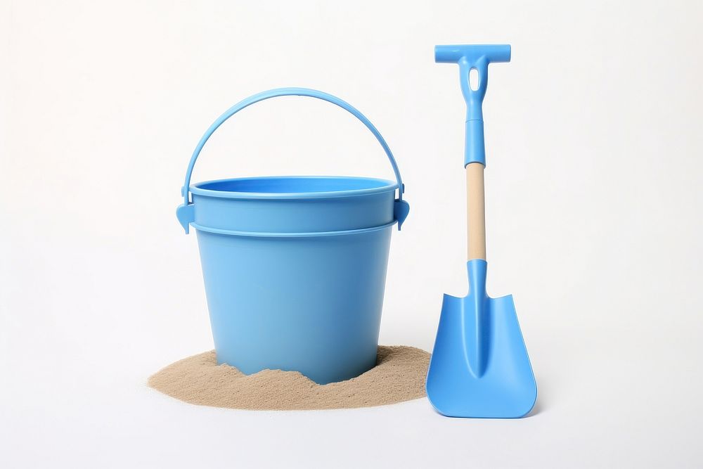 Shovel and bucket toybeach tool white background wheelbarrow. AI generated Image by rawpixel.
