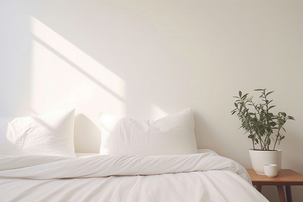 Bedroom white furniture cushion pillow. AI generated Image by rawpixel.