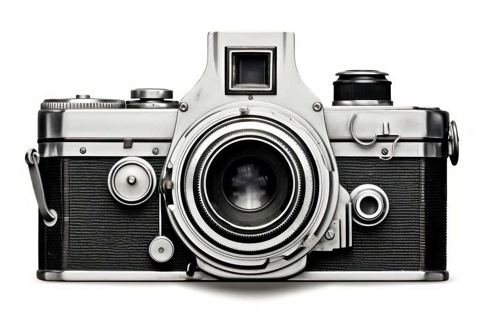 Vintage camera old film camera technology white background electronics. AI generated Image by rawpixel.