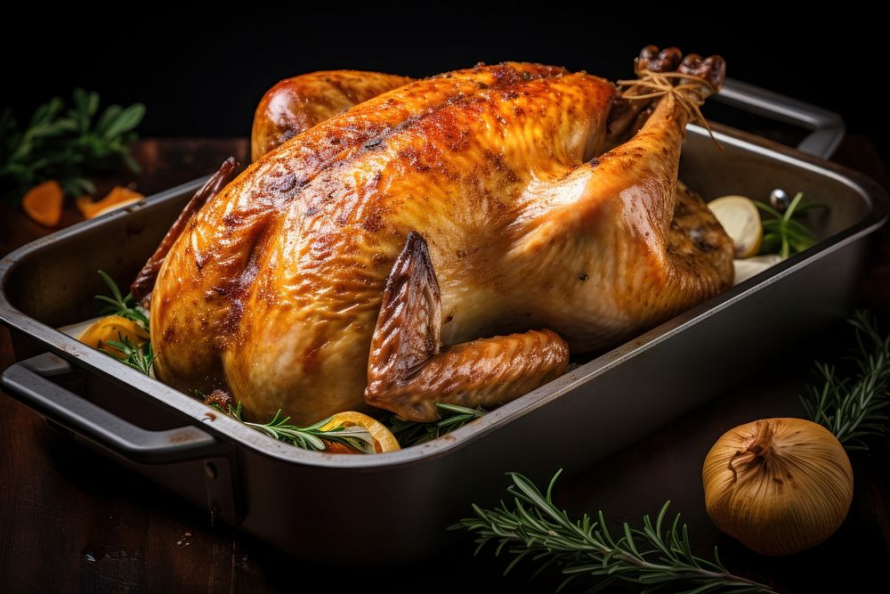 Whole Roast Turkey roasting dinner turkey. AI generated Image by rawpixel.