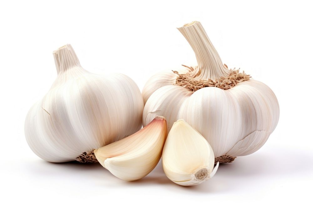 Garlic vegetable food white background. AI generated Image by rawpixel.