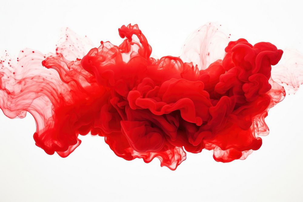 Red color smoke ink white background splattered. AI generated Image by rawpixel.