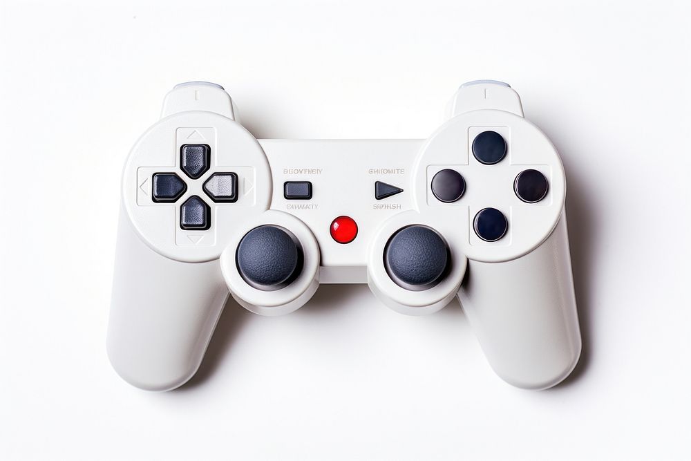 Video Game controller joystick white background game controller. AI generated Image by rawpixel.