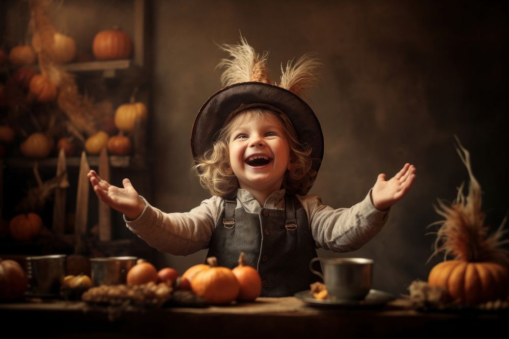 Thanksgiving halloween child baby. AI generated Image by rawpixel.