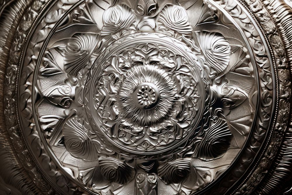 Buddhist silver backgrounds pattern. AI generated Image by rawpixel.