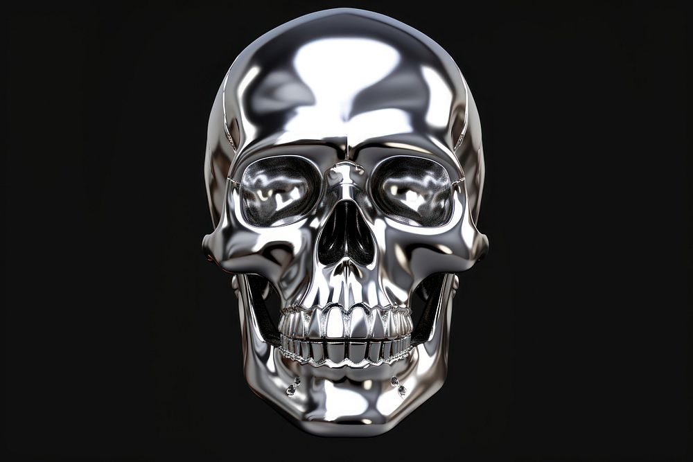 Human skull silver monochrome disguise. AI generated Image by rawpixel.