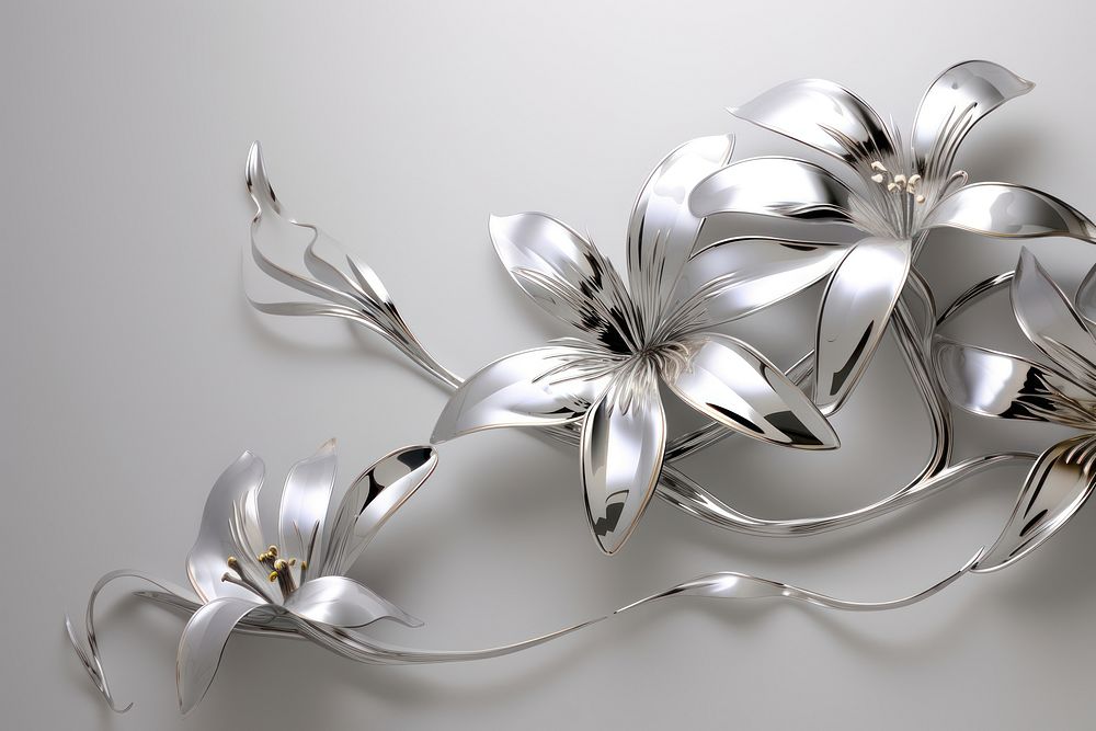 Lily flower jewelry silver shiny. AI generated Image by rawpixel.