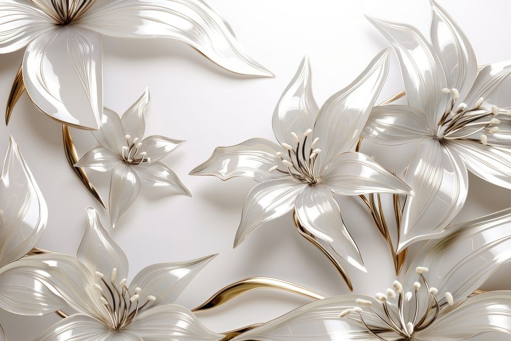 Lily flower pattern backgrounds shiny. AI generated Image by rawpixel.