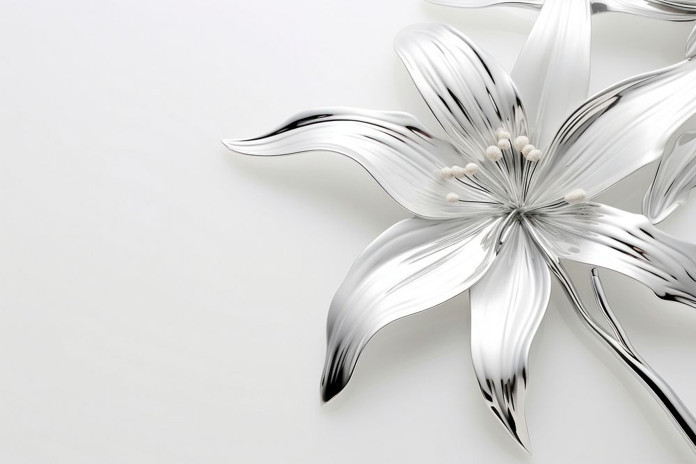 Lily flower pattern silver petal. AI generated Image by rawpixel.