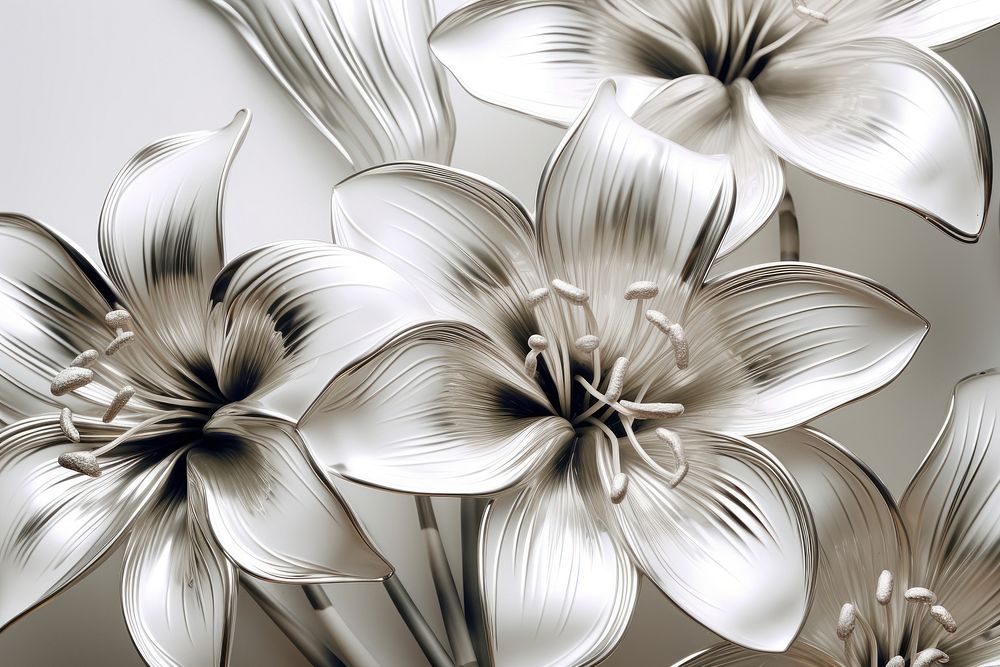 Lily flower pattern backgrounds silver. AI generated Image by rawpixel.
