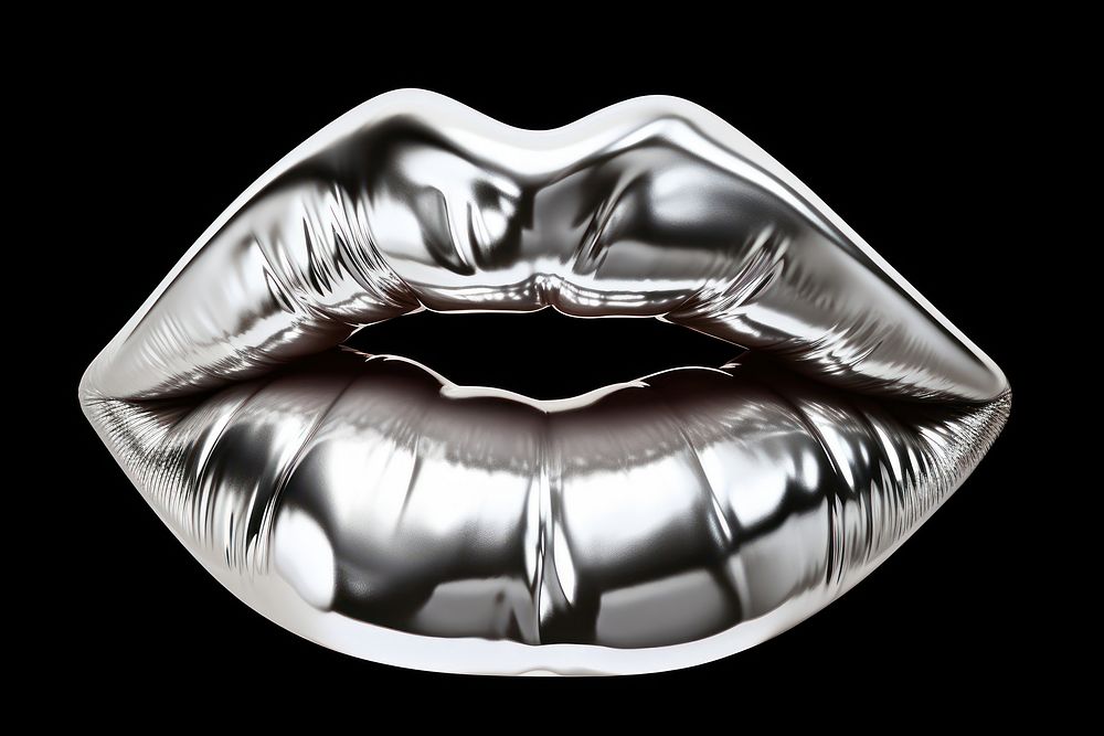 Lips silver shiny monochrome. AI generated Image by rawpixel.