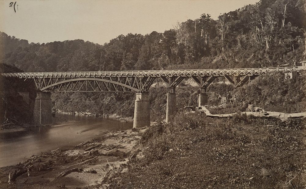 Manawatu Gorge bridge (1870s) by James Bragge.
