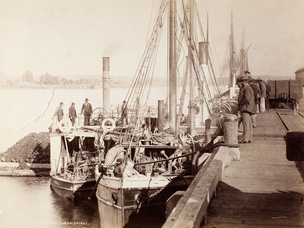 On the Wharf, Wanganui (1880s) by Burton Brothers.