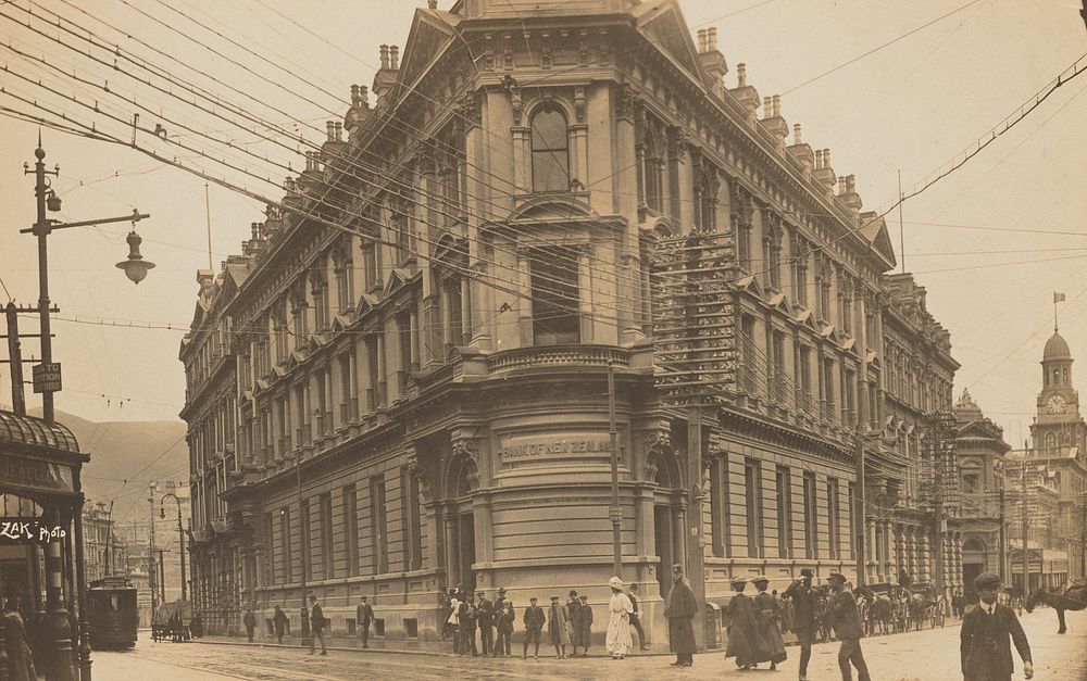 Bank of New Zealand corner, Wellington (circa 1910) by Zak Joseph Zachariah.