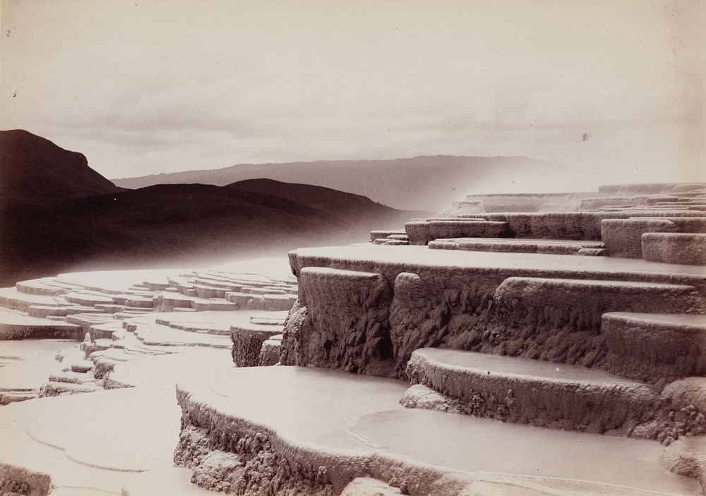 White Cup basins overflowing [White Terraces, Tarawera] (c.1880-86) by Frank Coxhead.