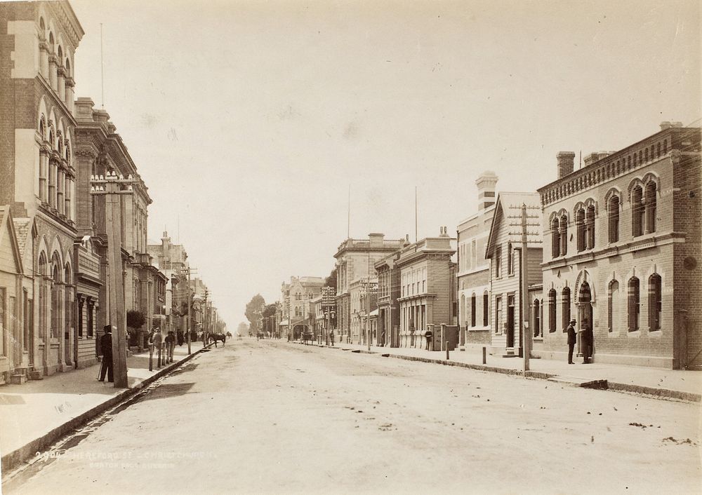 Hereford St, Christchurch (circa 1880) by Burton Brothers.