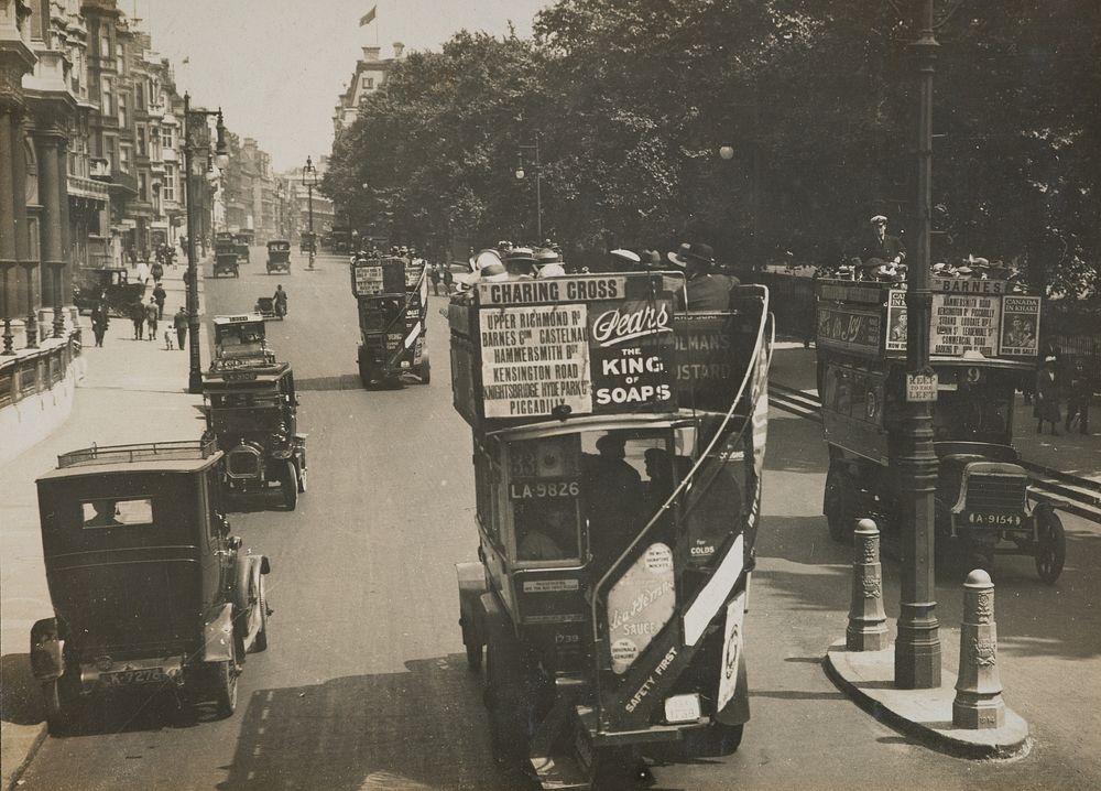 Piccadilly. St. James Park on right. From: World War I photograph album (1919) by Herbert Green.