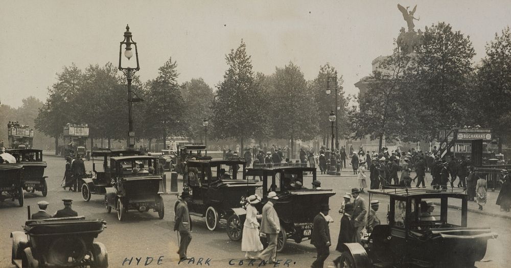 Hyde Park Corner. From: World War I photograph album (1919) by Herbert Green.