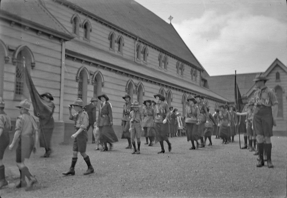 [Scout parade] (1920s-1930s) by Roland Searle.