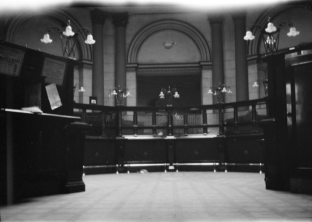 [Bank interior, Wellington] (1920s to 1930s) by Roland Searle.