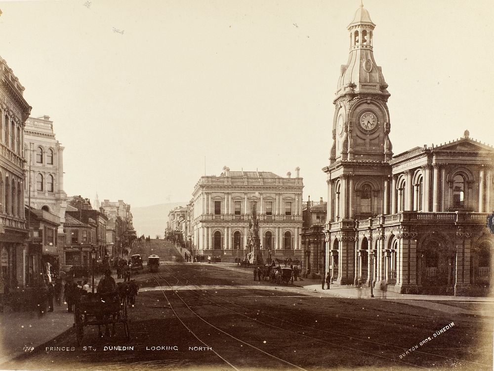 Princes Street Dunedin, Looking North (circa 1880) by Burton Brothers.