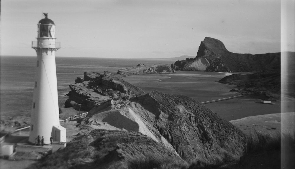General view from above lighthouse, Castlepoint (1949) by Leslie Adkin.