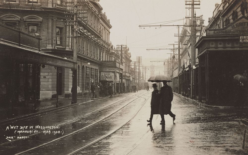 A Wet Day in Wellington, Manners Street (1908) by Zak Joseph Zachariah.
