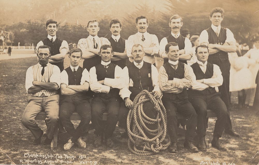 Championship Cup Team 1911, R. Martin's Annual Picnic, Wellington, NZ (1911) by Zak Joseph Zachariah.