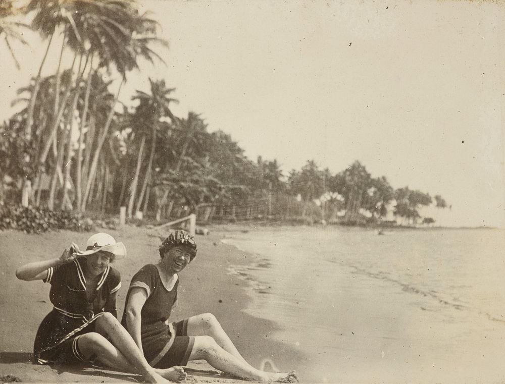 Two women on a beach.  From the album: Samoa (circa 1916).