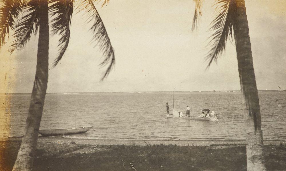 Beach scene with longboats.  From the album: Samoa (circa 1916).