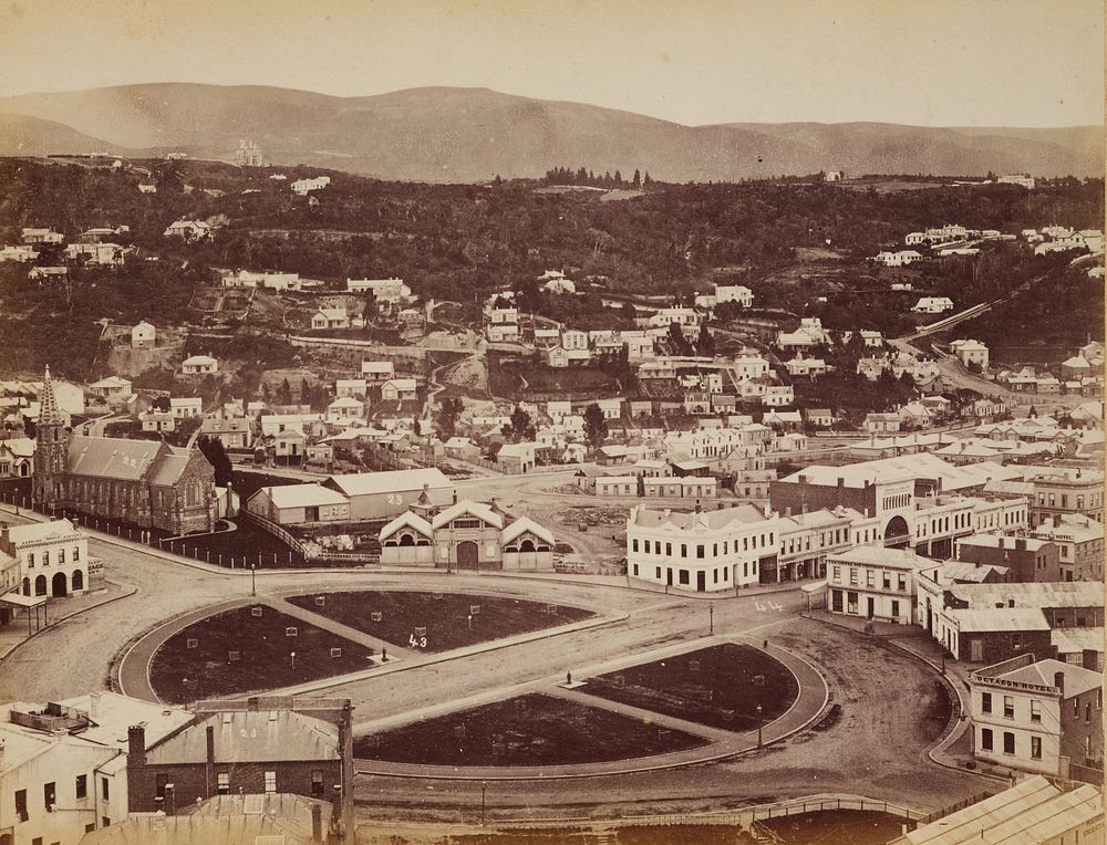 Panorama of Dunedin, Otago, NZ.  From the album: Panorama of Dunedin, Otago, NZ (1874) by Burton Brothers.