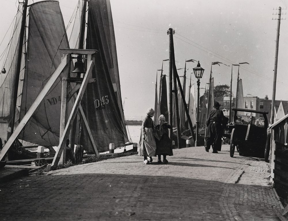 Wharf in Vollendam, Holland (circa 1913) by George Crombie.
