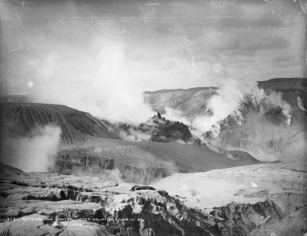 Rotomahana crater, after eruption June 10 1886 (1886) by Burton Brothers and Frederick Muir.