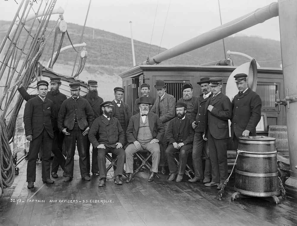Captain and Officers, SS Elderslie by Burton Brothers.