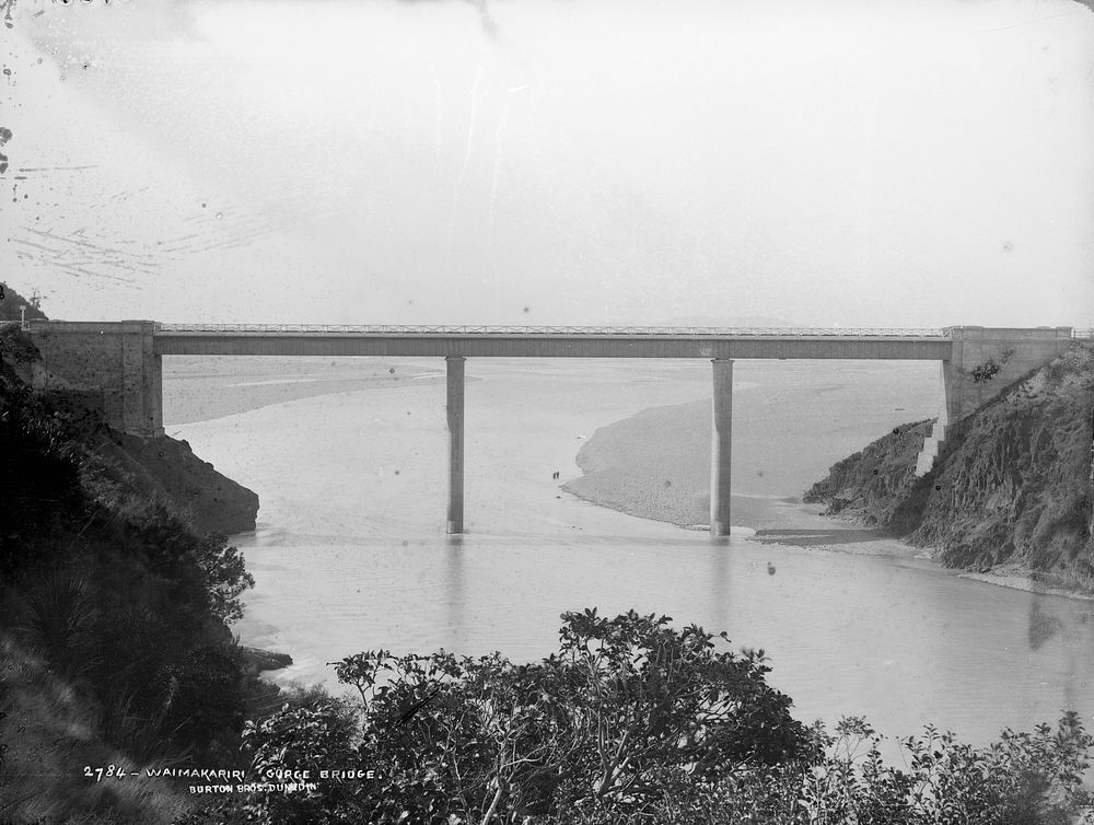 Waimakariri Gorge Bridge (1880s) by Burton Brothers.